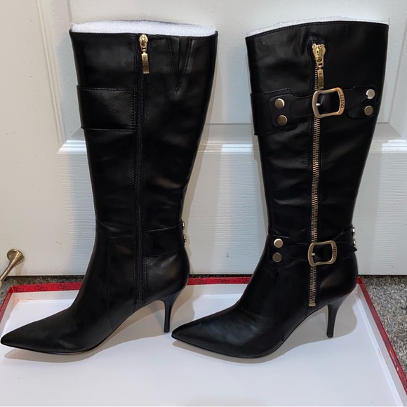 Guess by Marciano Shoes - Guess by Marciano Black Leather Boots-$90
